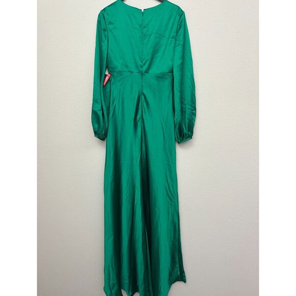 Mac Duggal Charmeuse Empire Waist Blouson Sleeve Gown Size 6 Emerald 55693 - Picture 7 of 7